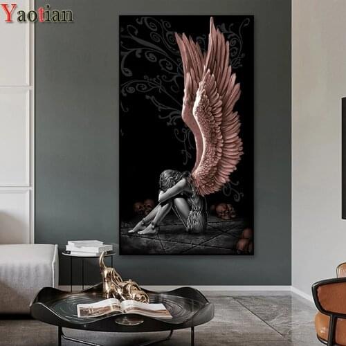 Angels Wings Diamond Embroidery large Abstract Gothic Girl 5D DIY Diamond Painting Full Square/Round drills Mosaic Wall Art