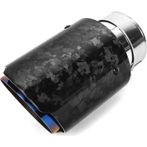 Car Universal Straight Edge Glossy Forged Carbon Fiber Blue Pipe Exhaust Muffler Tip Exhaust End Pipe Tail without logo