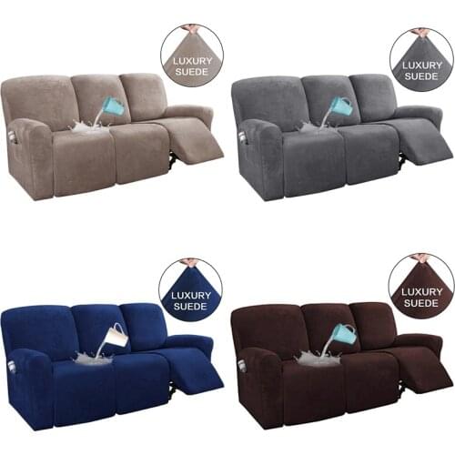 3 Seat All-inclusive Recliner Sofa Cover Elastic Massage Sofa Chair Slipcover Suede Lounger Armchair Couch Cover Decor Protector