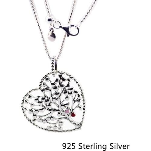 CKK 925 Sterling Silver Tree of Love Necklace Pendants , Mixed Enamel Original Jewelry Making Anniversary Gift
