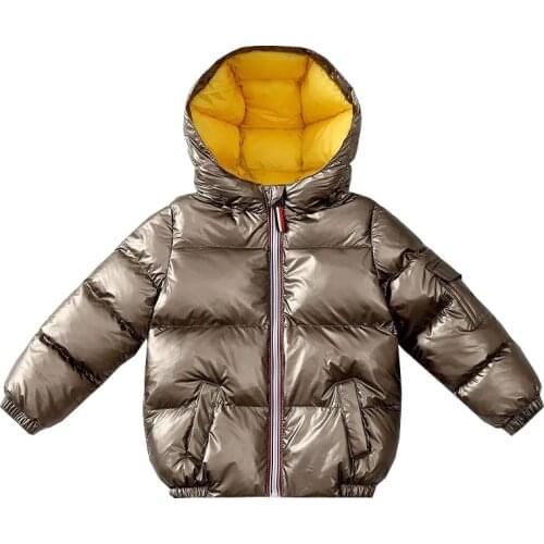 Boys and girls Jacket 2021 Winter Kids Sequins Zipper Down baby Jacket Thick Warm Hooded Coat Children Fashion Casual Jackets