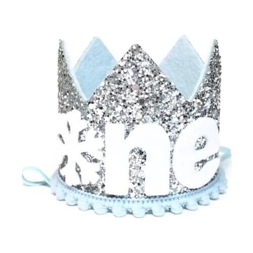 One Year Old Glitter Hat Snowflake Crown Boys First Birthday Party Hat 1st Cake Crown Winter ONEderand Birthday Outfit