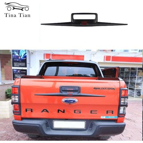 For Ford Ranger 2012-2020 T6 / T7 Pickup Back Door Molding ABS Plastic Matt Black Trunk Trim Tail Rear Door Door Handle Cover