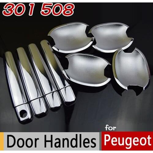 For Peugeot 301 508 2011-2017 508SW Chromium Styling Door Handle And Bowl Car Covers Car Accessories Car Stickers Car Styling