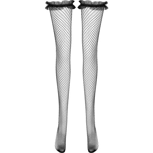 Women Thigh High Silky Stockings Sexy Sheer See Through Mesh Long Socks Hollow Out Fishnet Stocking Sissy Porno Hosiery Lingerie