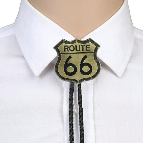 European and American fashion no. 66 green tube color personality zinc and gold BOLO leather tie for men and women