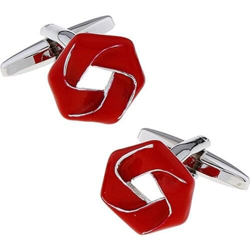 French Cufflinks Pentagonal Red Paint Fashion Mens Jewelry Business Banquet Cocktail Party Gifts Cuff Links
