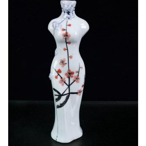 China exquisite seiko ceramic cheongsam vase crafts statue