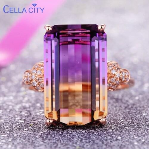 Cellacity luxury 925 silver ring jewelry with rectangle tourmaline gemstone Engagement Wedding Party Jewelry Anniversary