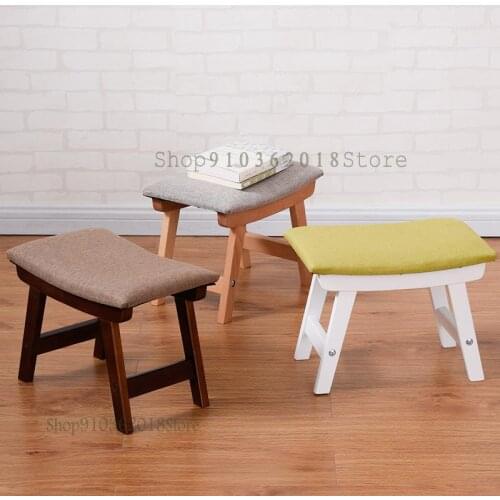 Creative Small Stool Solid Wood Dining Stool Square Stool Fabric Dressing Stool Fashion Makeup Stool Bench Adult Home Stool Mode