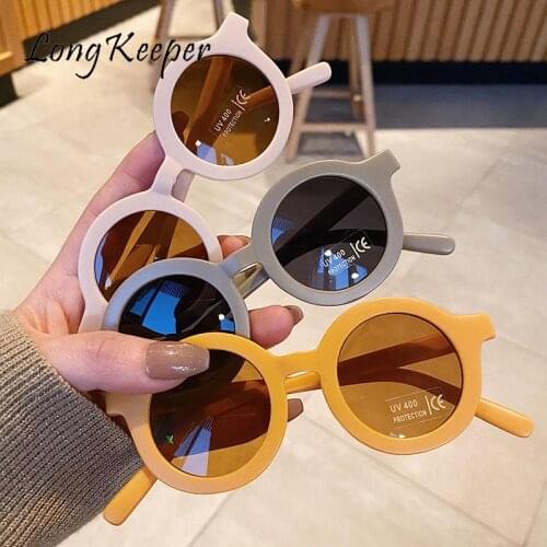 LongKeeper Round Kids Sunglasses Girls Boys Glasses Bear Shaped Baby Outdoor Goggles Vintage Sunglasses Children Eyewear UV400