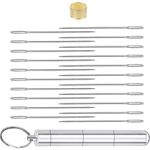 LMDZ 21 PCS Sewing Sharp Needles Large Eye Sewing Needles Handmade Leather Needle Yarn Knitting Needles Stitching Needles