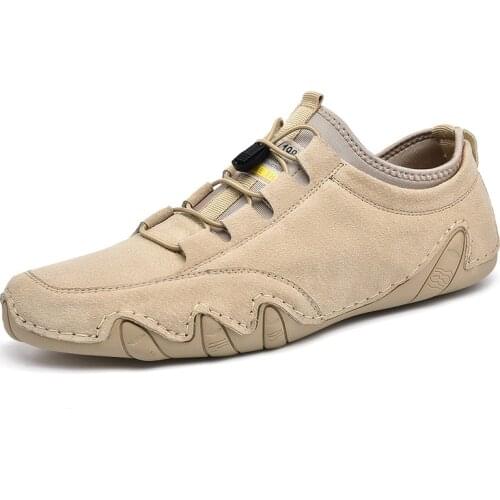 Mens sneakers cow suede leather mens loafers shoes fashion non-slip mens driving shoes soft sapa