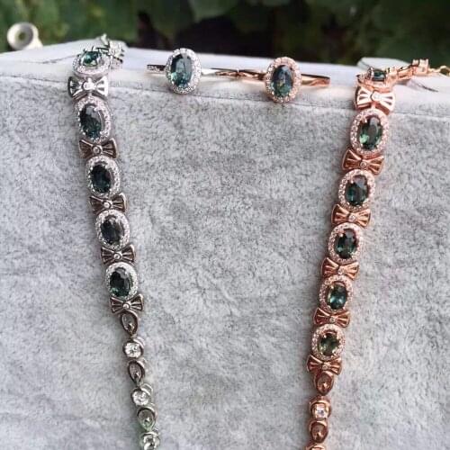 Natural Sapphire Set, 925 Silver, 0.5 Carat Sapphire, Intense Fire, Ring Bracelet