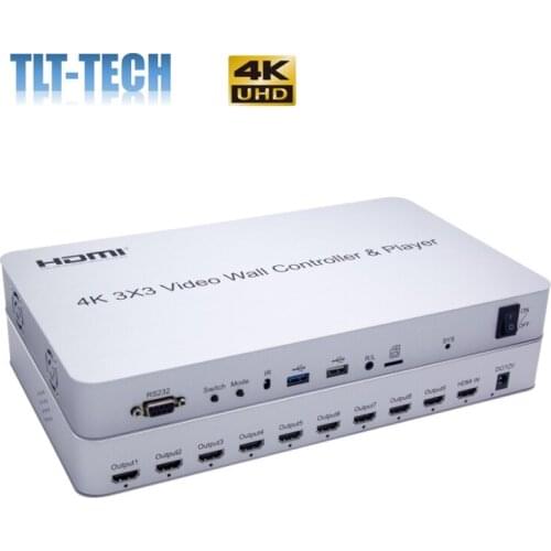 4K 3x3 HDMI Video Wall Controller SD Card USB Player RS232 Video Processor Splicer 2x2 2x3 2x4 1x4 4x2 Support Cascade 3x4 4x4