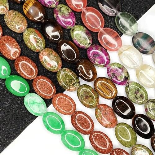Oval Natural Stone Beads 13x18mm Semi-precious Stones Loose Beads for DIY Jewelry Handmade Fashion Necklace Jewelry Accessories