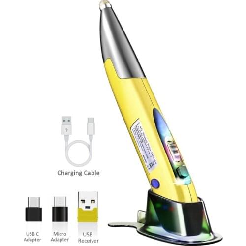 Rechargeable Right Hand and Left Hand 1200 DPI 2.4G USB Wireless Mouse with Micro USB Type C Adapter Touch Pen Function