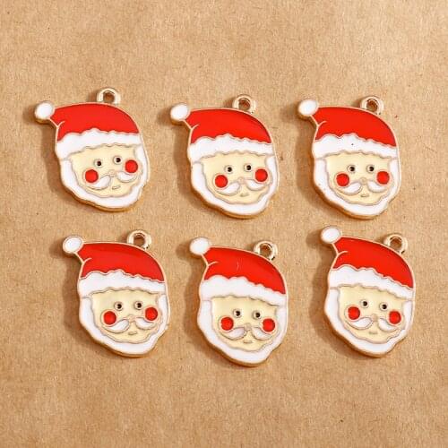 10pcs 17*21mm Santa Claus Pendants Enamel Christmas Charms for Jewelry Making DIY Bracelets Necklace Charms Accessories