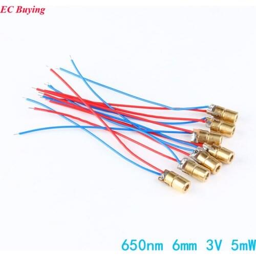 20pcs/lot 650nm 6mm 3V 5mW Adjustable Laser Dot Diode Module Head With Red Dot