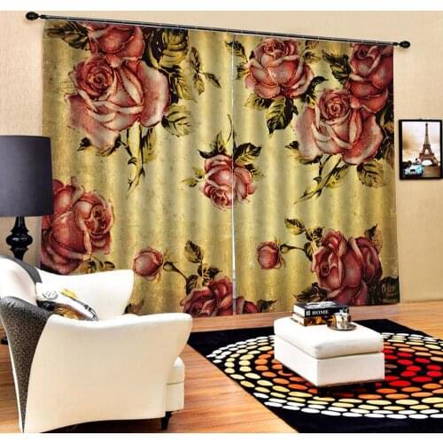 Retro 3d curtains Luxury Blackout 3D Curtains For Living room Bedding room Office yellow curtains