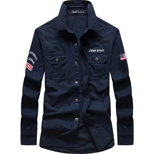 High End Mens Clothes Pure Cotton Long Sleeved Shirt Hommes Spring Autumn Casual Breathable Shirts Epaulette Design Outdoor Tops