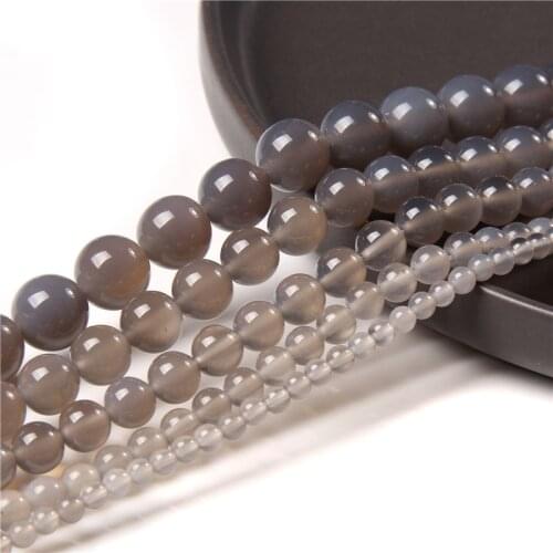 Grey Striped Agat Round Loose Natural Stone Striated Agat Beads For Jewelry Making DIY Bracelet Necklace Earrings 4/6/8/10/12mm