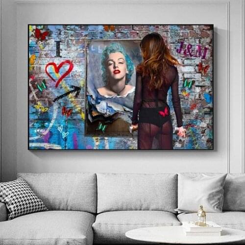 Modern Monroe Graffiti Artwork Picture On Canvas Prints Street Art Sexy Girl Wall Painting Poster For Home Decor Living Room