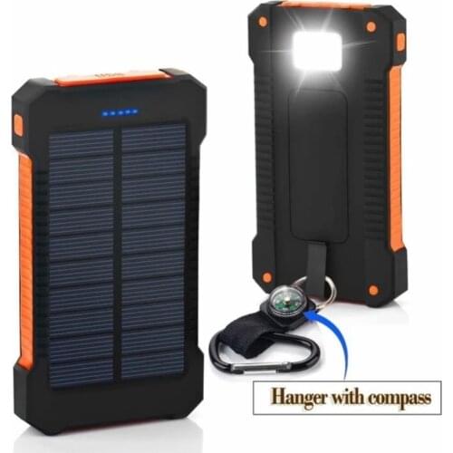 Waterproof 30000mAh Solar Charger Solar Power Bank 2 USB Ports External Powerbank Charger For Xiaomi Smartphone With LED Light