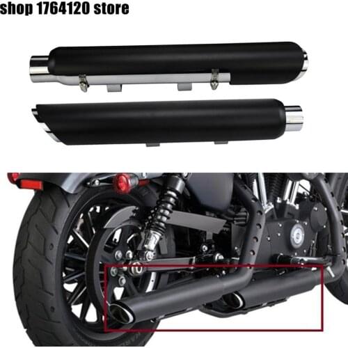 Motorcycle 2X Slip-On Mufflers Exhaust Pipes Fits For Harley Sportster 883 1200 48 2004-2019 2020 Black Shortshots Exhaust Pipes
