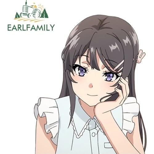 EARLFAMILY 13cm x 10.2cm For Mai Sakurajima Funny Car Stickers Repair Decal Graffiti Sticker Vinyl Car Wrap Cartoon Graphics
