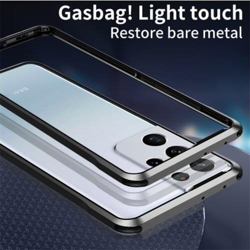 For Samsung Galaxy S21 Ultra Case Metal Frame Luminous Shockproof Aluminum Bumper Protect Cover for Samsung S21 S21+ Ultra Case