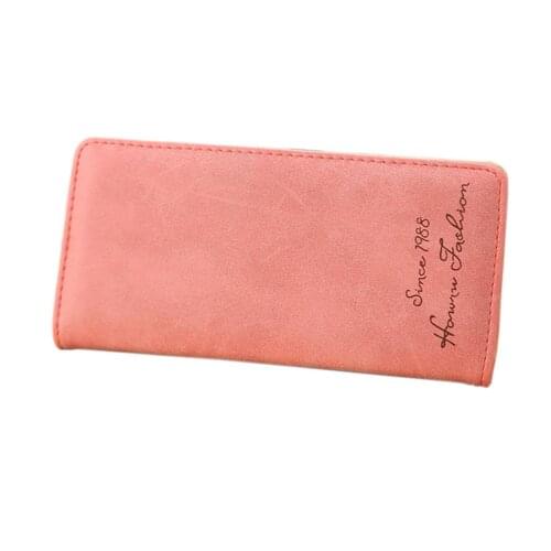Womens wallets in the long frosted wallet style students solid color simple coin purse