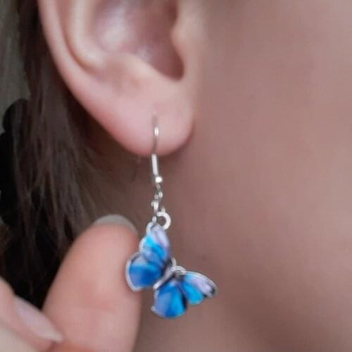 Blue Butterfly Pendant Womens Earrings Multi Color 2021 Pendant Earrings Declaration Earrings Wedding Jewelry Wholesale