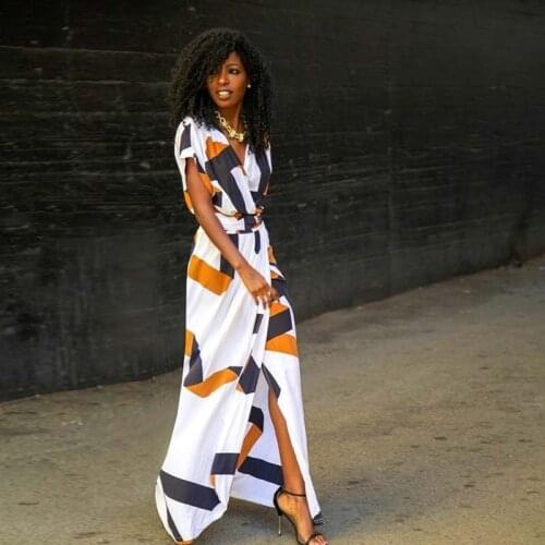 Summer Irregular Maxi Dress Women batwing Sleeve Collect waist High Split Long Dress Boho Sexy deep V neck beach casual Dresses