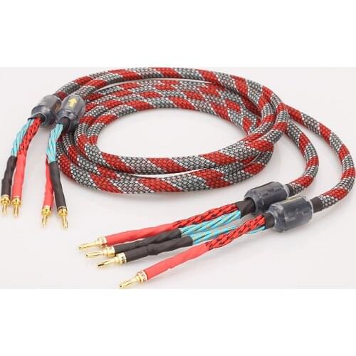 1Pair oxygen-free copper audio speaker cable HI-FI high-end amplifier speaker cable Banana plug cable