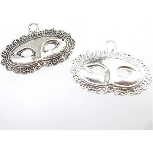 10pcs Antique Silver Metal Dance Mask Charms Pendants DIY Jewelry Findings Accessories Wholesale