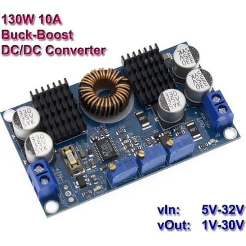 130W 10A DC-DC Buck Boost Converter Solar Charging Power Supply Module Adjustable 5-32V To 1-30V Voltage Regulators LED Driver