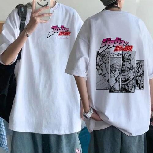 2021 Anime Jojo Bizarre Adventure T-Shirt Harajuku Hip Hop Plus Size Mans T-Shirt
