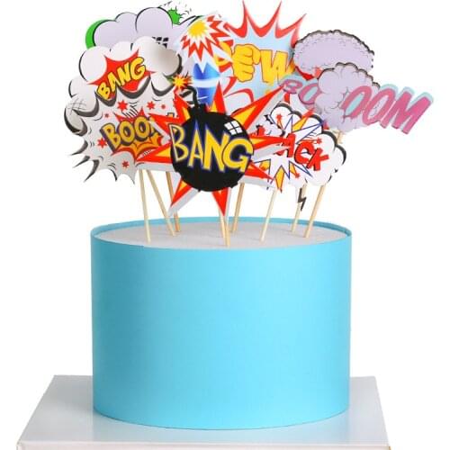 9pcs Cartoon Ban Rocket Happy Birthday Cake Topper Cute Cupcake Topper for Boy`s Birthday Party Dessert Cupcake Decor Supplies