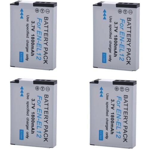 4Pc EN-EL12 1800mAh EN EL12 Camera Rechargeable Li-ion battery for NIKON Coolpix AW100 AW120 S9900 S9500 S9200 S8200 S6300 P330