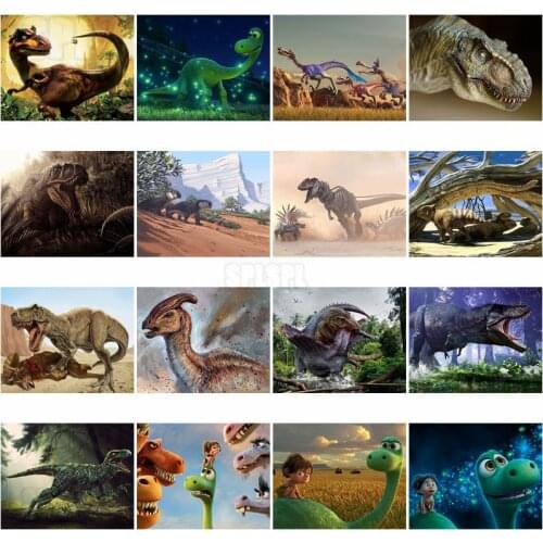 Diamond Painting Animals The Giant Reptile Dinosaur Tyrannosaurus In Ancient Times The Vegetarian Dinosaur In The Cartoon Poster