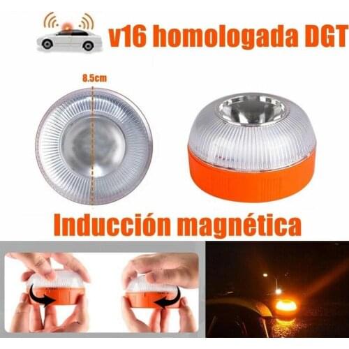 Dgt Emergency Lights V16 Approved Emergency Beacon LED USB Rechargeable Magnetic Induction Traffic Sensing Strobe Light 2 Modes