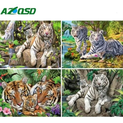 AZQSD Diamond Painting Full Square Tiger 5d Embroidery Animal Cross Stitch Rhinestones Gift Handmade Home Decor Diamond Art