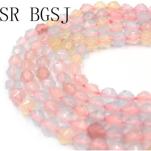 Free Shipping 8mm Faceted Round Polygonal Morgan Agat Onyx Natural Stone DIY Beads Strand 15"