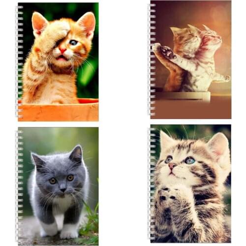 Lined Paper Notebook Kawai Cute Black Cat Animal PET Meme Product Diary Coil Spiral Ring Binder Note Book Memo Planner Journal