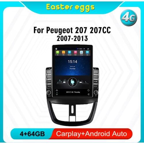 Eastereggs 9.7" Tesla screen For Peugeot 207 207CC 2007-2013 android autoradio 2 din Car GPS Navigation Multimedia Player