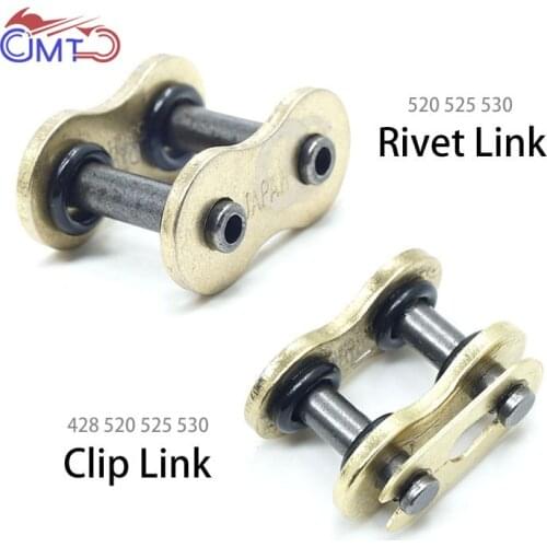 Motorcycle Drive Chain O-ring Mater Link Gold Rivet Clip Connector for 428 520 525 530 428H 520H 525H 530H Motorbike