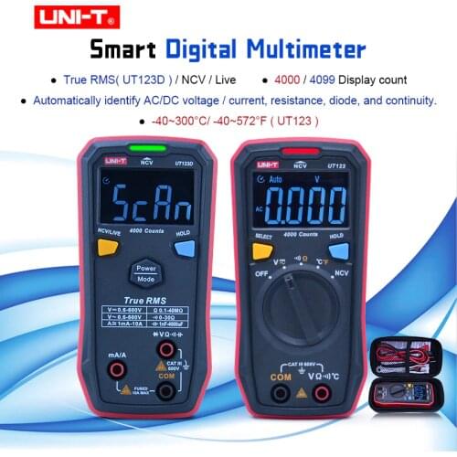 UNI-T UT123 Digital Multimeter Pocket Size Residential multimeter AC DC voltage Resistor temperature NCV Tester EBTN display