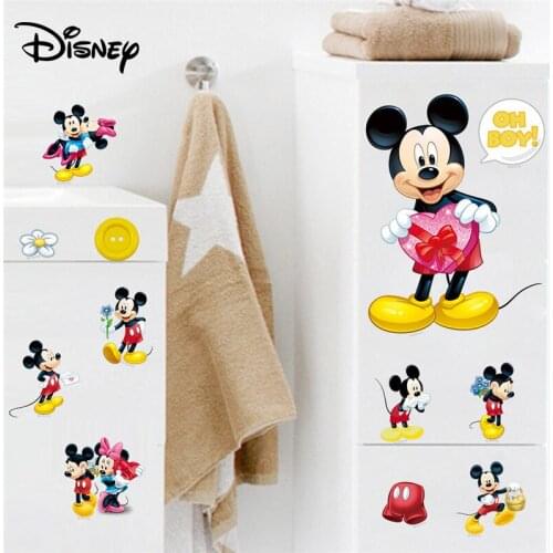Disney Mickey Minnie Mouse Cute Wall Stickers For Kids Room Kithen Bedroom Accessories Wallpaper Home Decoration 0310