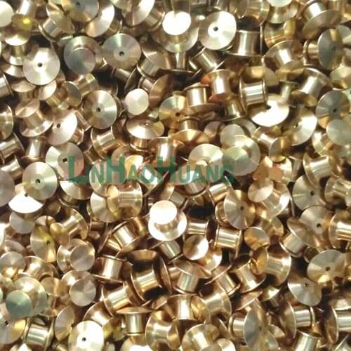 DLY 50sets/lot 10mm Badge Hat Pin Gold/Nickel/Copper Embryo Tone Metal Tie Back Lapel Fastener Card cap-10MM